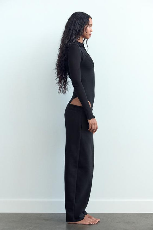 ZARA CARROT FIT PLUSH FLEECE TROUSERS